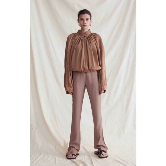 Lemaire Tops - NWOT lemaire brown oversized pleated long-sleeve shirt